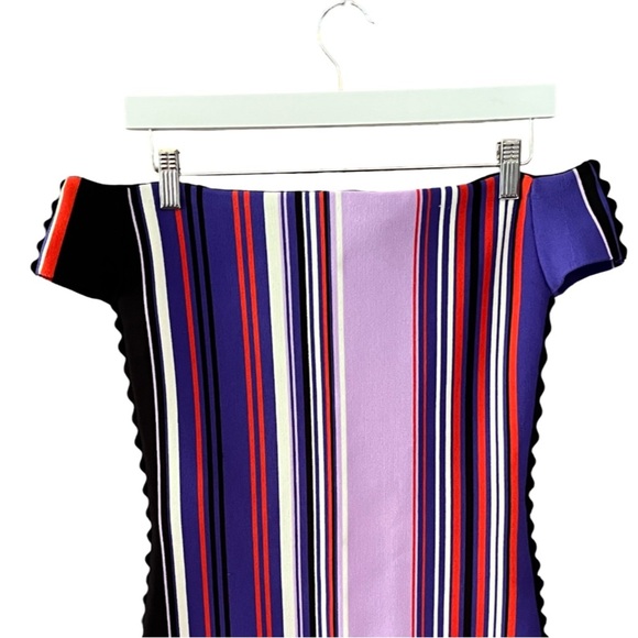 Opening Ceremony Stripe Knit Off Shoulder Dress Purple Multicolor – Size S NWT - Picture 6 of 16